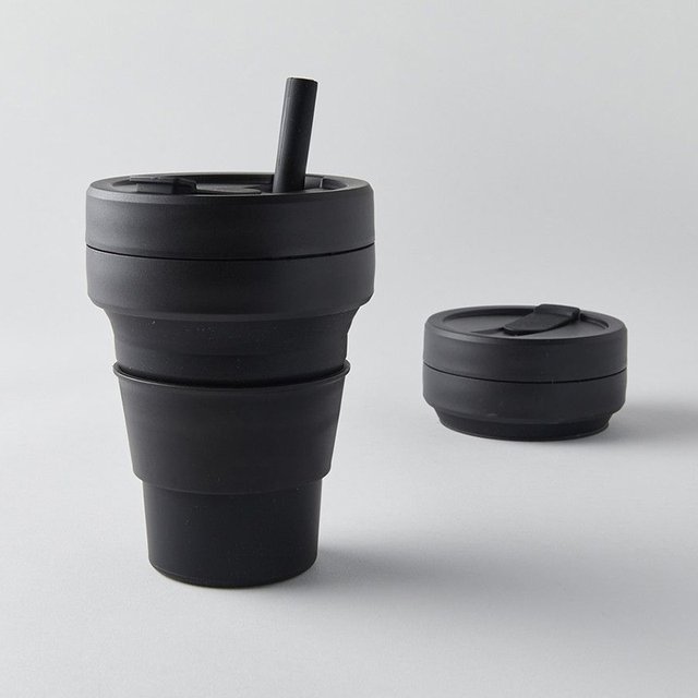 빨대 뚜껑형 납작 접이식 350mL 실리콘 여행컵 상세 이미지 2