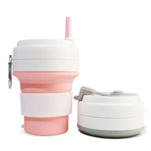 빨대 뚜껑형 납작 접이식 350mL 실리콘 여행컵 제품 이미지