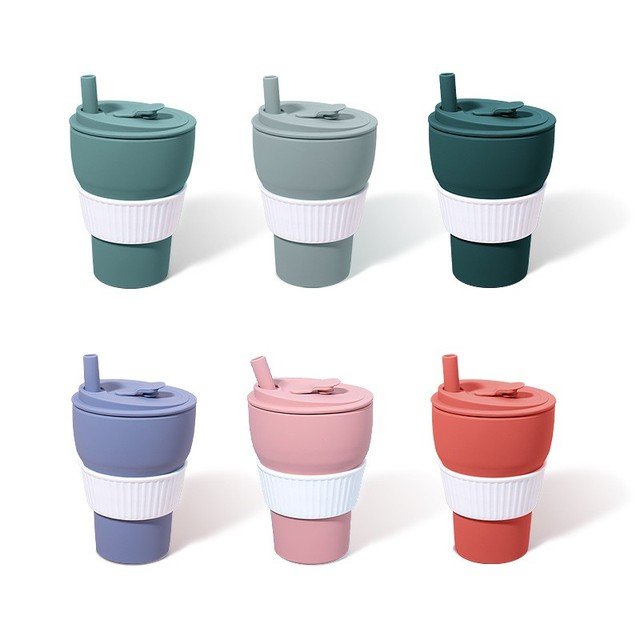 빨대 뚜껑형 납작 접이식 350mL 실리콘 여행컵 상세 이미지 5